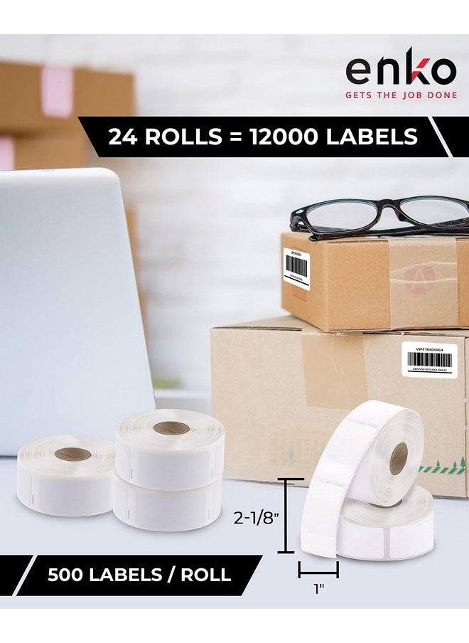 enKo Products - Enko Compatible For Dymo 30336 Labels (1 X 21/8) 24 Rolls 12000 Labels For Dymo Labelwriter 450 Turbo Printer And 4Xl Direct Thermal Address Shipping And Barcode Labels - Image 1