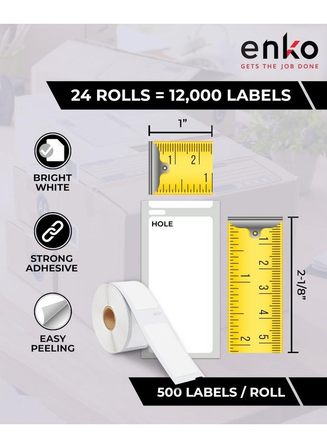 enKo Products - Enko Compatible For Dymo 30336 Labels (1 X 21/8) 24 Rolls 12000 Labels For Dymo Labelwriter 450 Turbo Printer And 4Xl Direct Thermal Address Shipping And Barcode Labels - Image 1