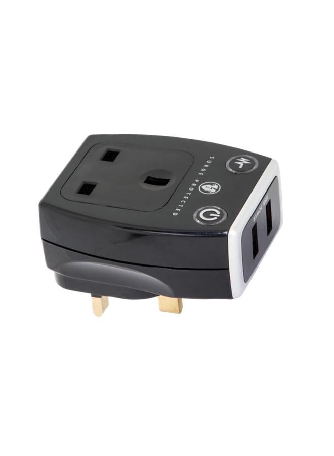 ACE 13A Fused 1 Gang Universal Adaptor Black - Image 1