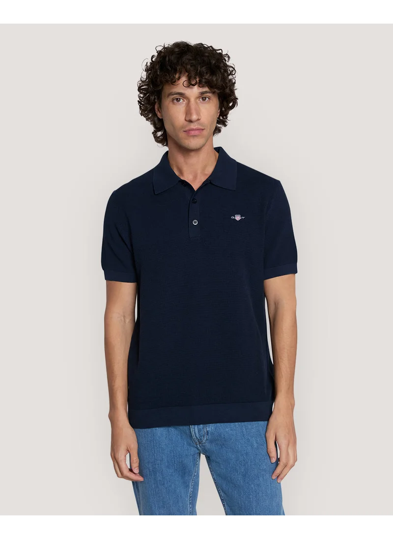 GANT Gant Micro Textured Cotton Polo Shirt