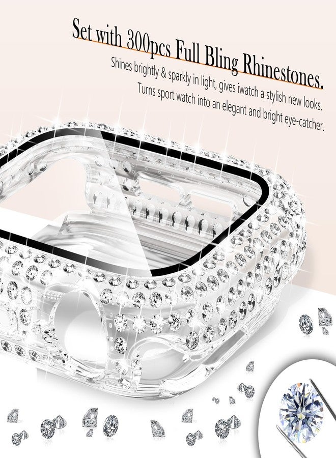 WINGLE 2-in-1 Waterproof Bling Case for Apple Watch 40mm Screen Protector Case SE 3/2/1 Series 6 5 4, Diamond Protective Face Cover Apple Watch 40 mm iWatch Crystal Rhinestone Bumper Women, Clear - Image 2