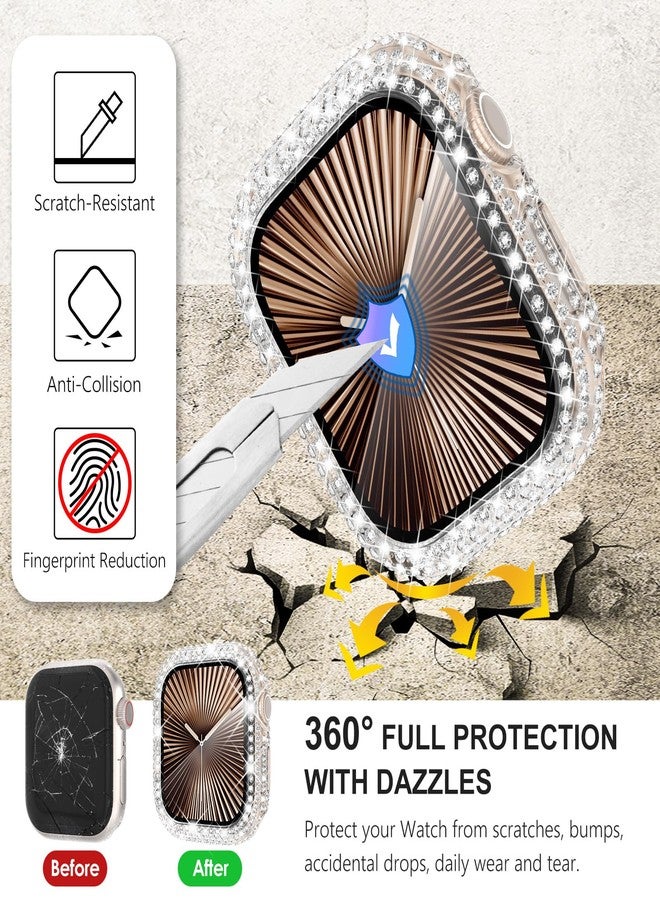 WINGLE 2-in-1 Waterproof Bling Case for Apple Watch 40mm Screen Protector Case SE 3/2/1 Series 6 5 4, Diamond Protective Face Cover Apple Watch 40 mm iWatch Crystal Rhinestone Bumper Women, Clear - Image 5