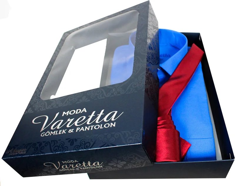 Varetta Men's Parliament Blue Shirt Claret Red Tie Combination Set