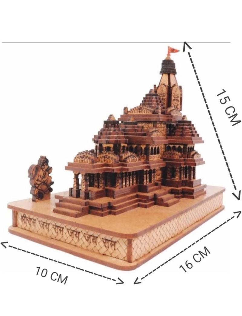 Rousrie Shree Ram Mandir Ayodhya Model, Exclusive 3D Wooden Janmabhoomi Temple, Designed and Made by Indian Craftmen, Best for Home and Car Decor (with LED Light) - Image 5