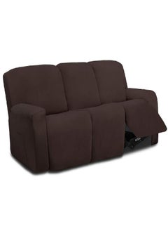 Easy-Going Easy-Going 8 Pieces Microfiber Stretch Sectional Recliner Sofa Slipcover Soft Fitted Fleece 3 Seats Couch Cover Washable Furniture Protector with Elasticity for Kids Pet(Recliner Sofa, Chocolate)  - Image 1