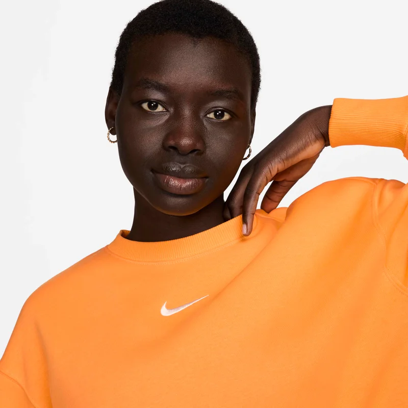 Nike Orange Women's Sportswear Phoenix Fleece Sweatshirt for Women | Best Price UAE
