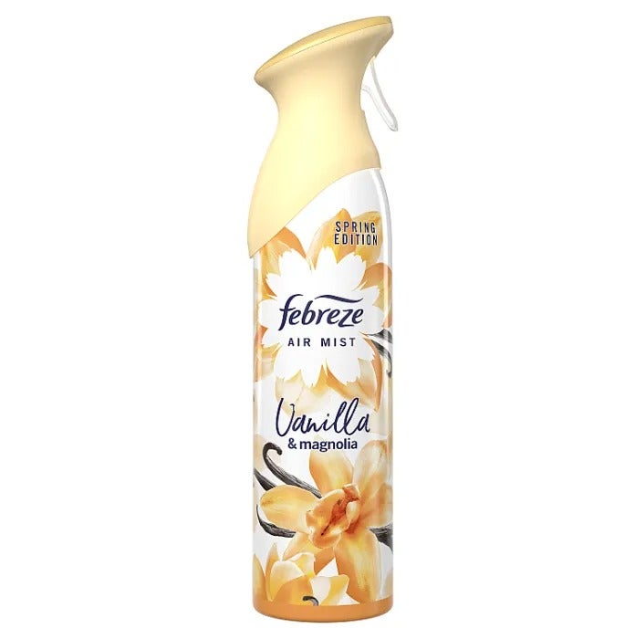 Febreze Air Mist Vanilla & Magnolia 185ml Air Freshener Spray, Long Lasting Sweet Floral Fragrance, Odor Eliminator Spray, Water Based Formula, Natural Propellant Home Bathroom Bedroom Office Freshener - Image 1