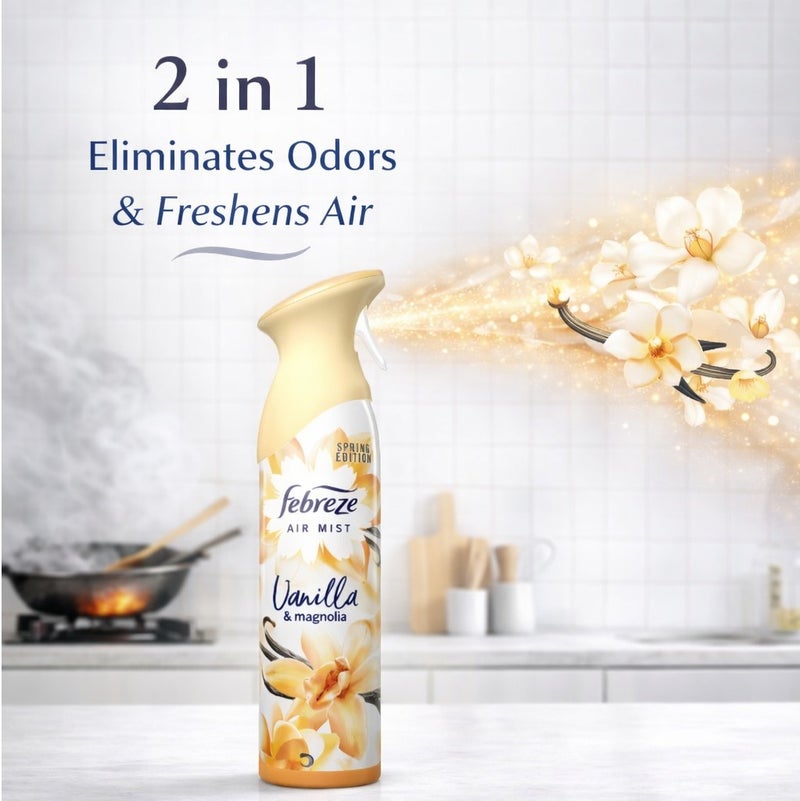 Febreze Air Mist Vanilla & Magnolia 185ml Air Freshener Spray, Long Lasting Sweet Floral Fragrance, Odor Eliminator Spray, Water Based Formula, Natural Propellant Home Bathroom Bedroom Office Freshener - Image 2