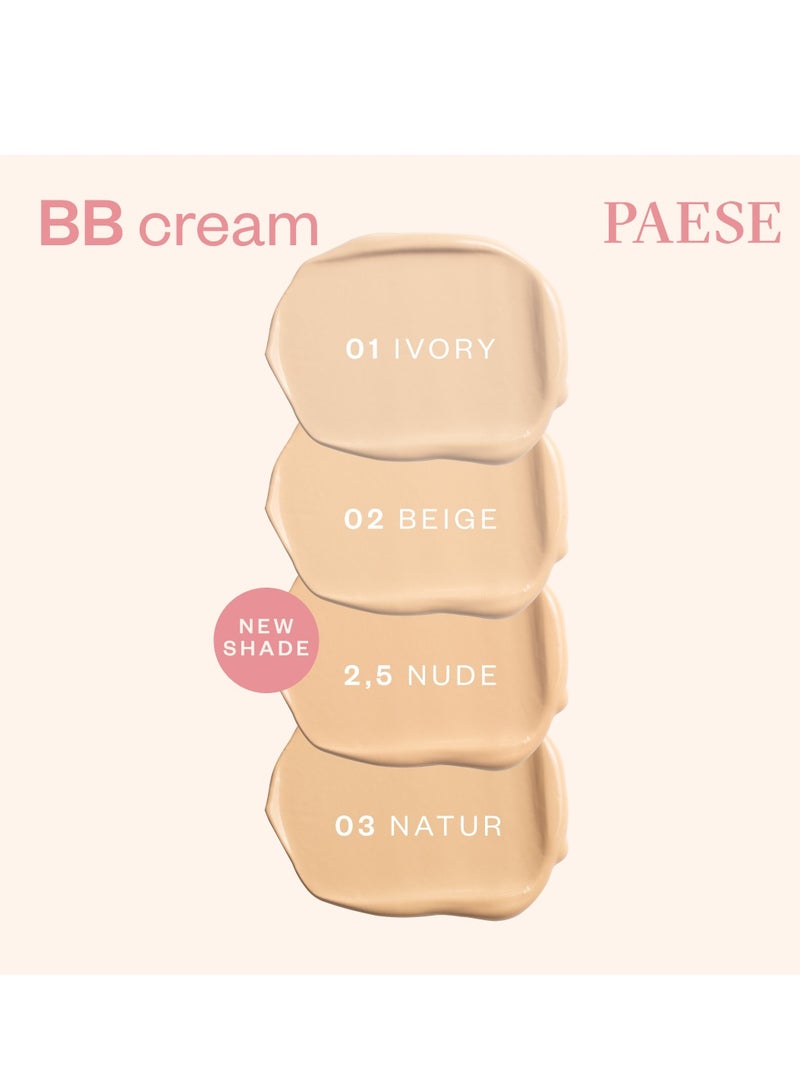 Paese BB Cream with Hyaluronic Acid, 98% Natural, Vegan, Satin Finish SPF Protection, 03W Natural, 30 ml  - Image 3