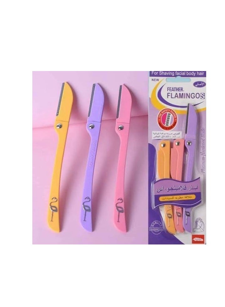 3-Piece shaving Ladies For Facial And Body Hair pack of 3 Yellow/Pink/Purple - Image 1