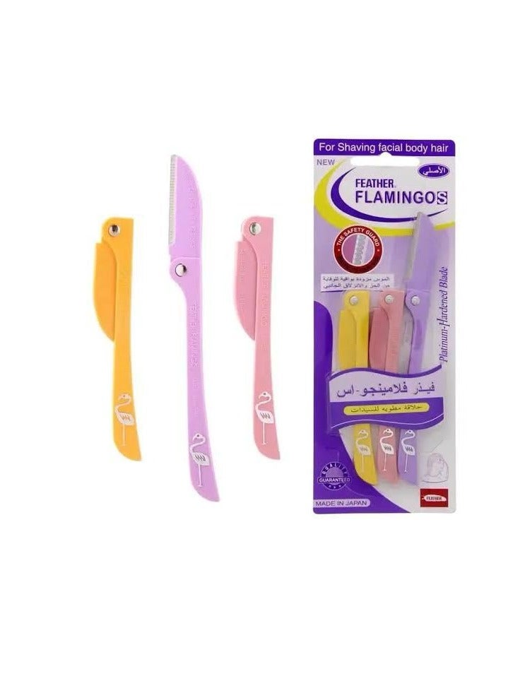3-Piece shaving Ladies For Facial And Body Hair pack of 3 Yellow/Pink/Purple - Image 2