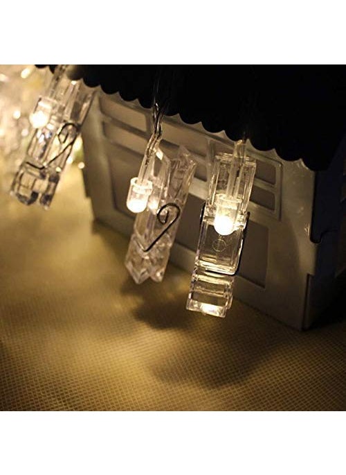 QOCEPT QOCEPT Battery Powered 10 Photo Clips String Light Warm White for Indoor Outdoor Decoration Fastivals Christmas Holiday Party  - Image 5