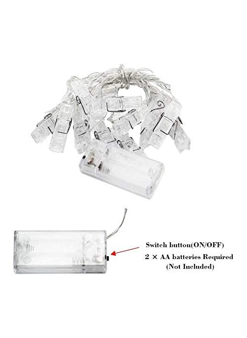 QOCEPT QOCEPT Battery Powered 10 Photo Clips String Light Warm White for Indoor Outdoor Decoration Fastivals Christmas Holiday Party  - Image 2