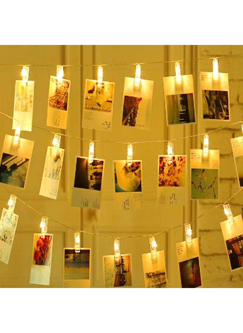 QOCEPT QOCEPT Battery Powered 10 Photo Clips String Light Warm White for Indoor Outdoor Decoration Fastivals Christmas Holiday Party  - Image 4