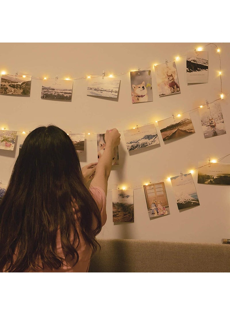 QOCEPT QOCEPT Battery Powered 10 Photo Clips String Light Warm White for Indoor Outdoor Decoration Fastivals Christmas Holiday Party  - Image 3