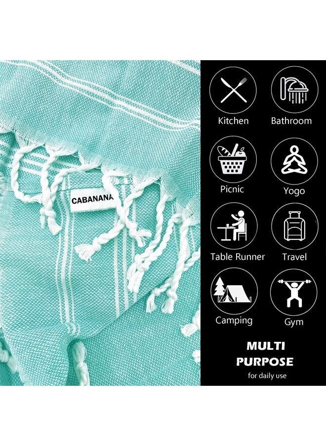 Cabanana - Cotton Turkish Hand Towel - Set of 2 | Boho Kitchen Tea Towels, 30 x 20 Inches Thin Decorative Bathroom Towel (Aqua) - Image 1