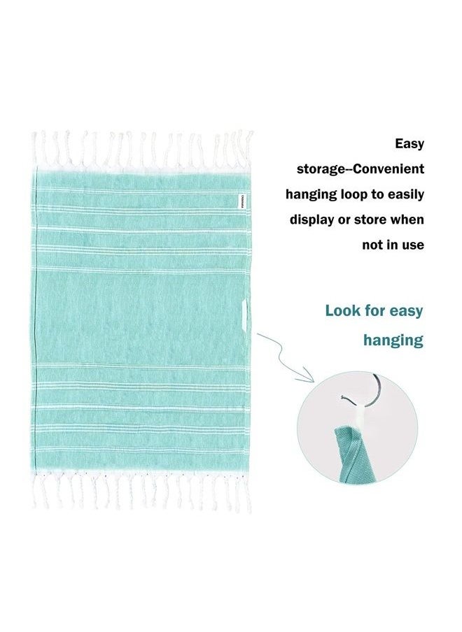 Cabanana - Cotton Turkish Hand Towel - Set of 2 | Boho Kitchen Tea Towels, 30 x 20 Inches Thin Decorative Bathroom Towel (Aqua) - Image 1