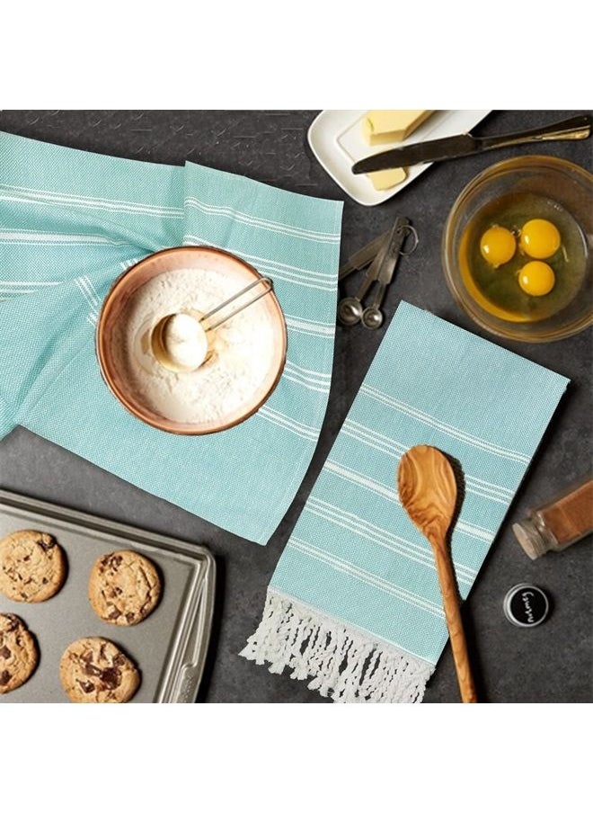 Cabanana - Cotton Turkish Hand Towel - Set of 2 | Boho Kitchen Tea Towels, 30 x 20 Inches Thin Decorative Bathroom Towel (Aqua) - Image 1