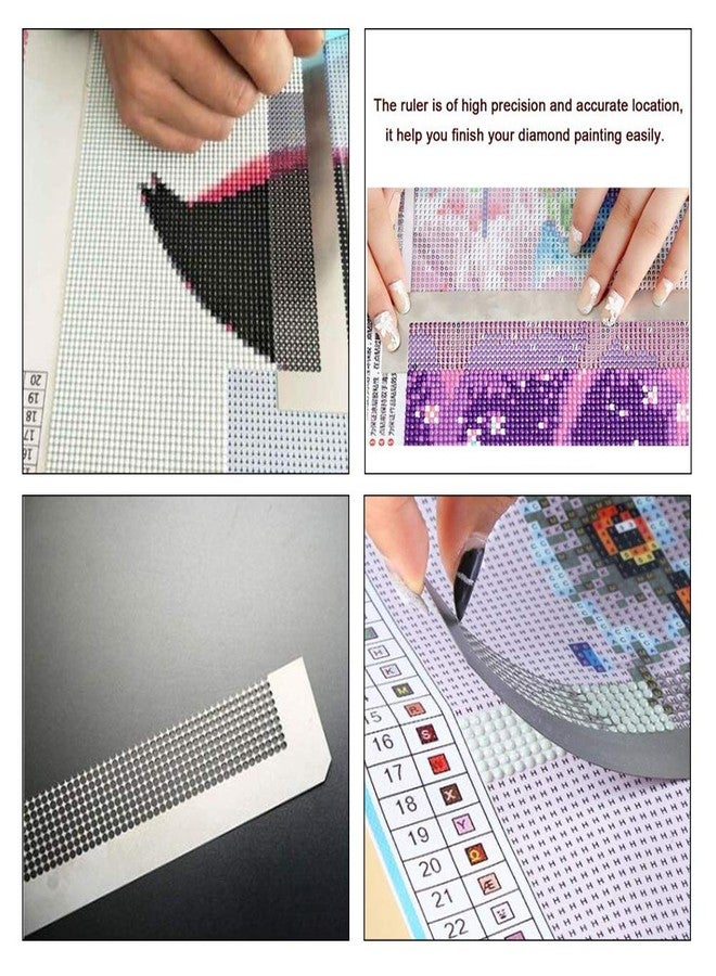 Fdit Rhinestone Painting Drawing Tool, Sewing Ruler Dot Drill Embroidery Mesh Ruler Stainless Steel (12) - Image 3