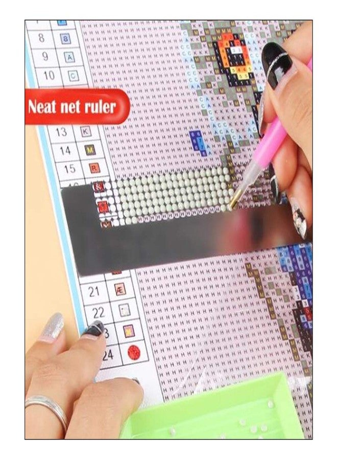 Fdit Rhinestone Painting Drawing Tool, Sewing Ruler Dot Drill Embroidery Mesh Ruler Stainless Steel (12) - Image 4