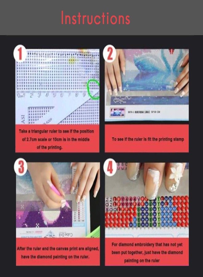 Fdit Rhinestone Painting Drawing Tool, Sewing Ruler Dot Drill Embroidery Mesh Ruler Stainless Steel (12) - Image 5