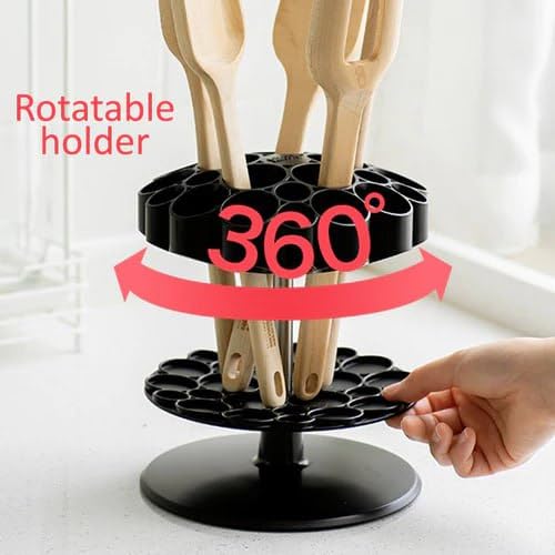 PATTAR Rotating Honeycomb Utensil Caddy Black - Image 3