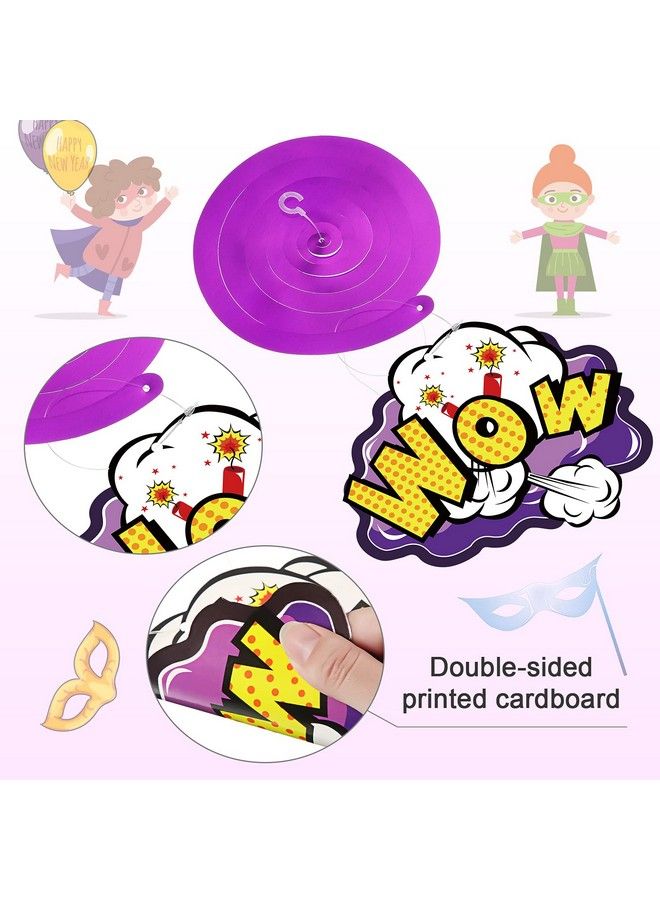 Sumind 54 Pieces Hero Themed Party Decorations Fun Hero Theme Party Sign Cutouts Foil Ceiling Hanging Swirls Streamers For Kids Adults Hero Birthday Celebrating Party Baby Shower Supplies (Vintage) - Image 4