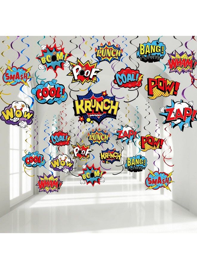 Sumind 54 Pieces Hero Themed Party Decorations Fun Hero Theme Party Sign Cutouts Foil Ceiling Hanging Swirls Streamers For Kids Adults Hero Birthday Celebrating Party Baby Shower Supplies (Vintage) - Image 1