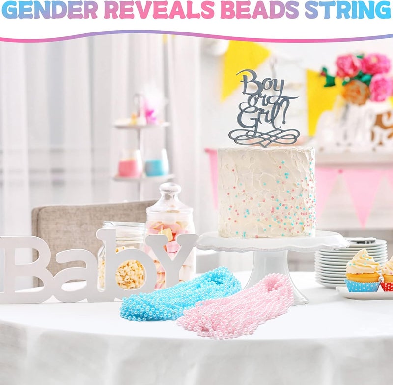 Sureio 50 Pcs Gender Reveal Beads for Baby Shower Blue Pink Plastic Beads Blue 24 Inch 6 mm Announcement Party Supplies Gender Reveal Party Favors for Baby Shower - Image 4