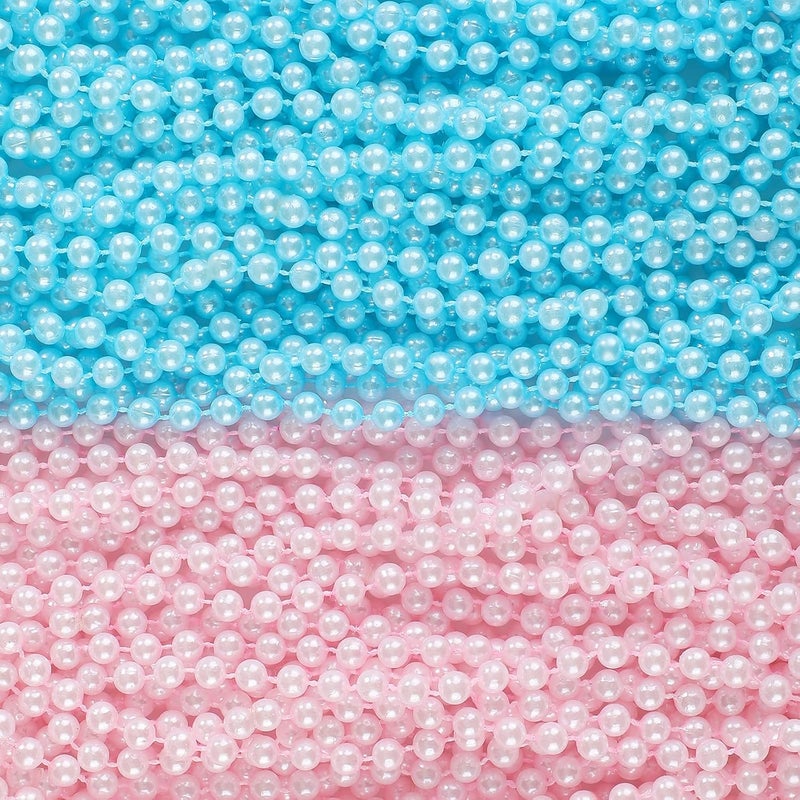Sureio 50 Pcs Gender Reveal Beads for Baby Shower Blue Pink Plastic Beads Blue 24 Inch 6 mm Announcement Party Supplies Gender Reveal Party Favors for Baby Shower - Image 1