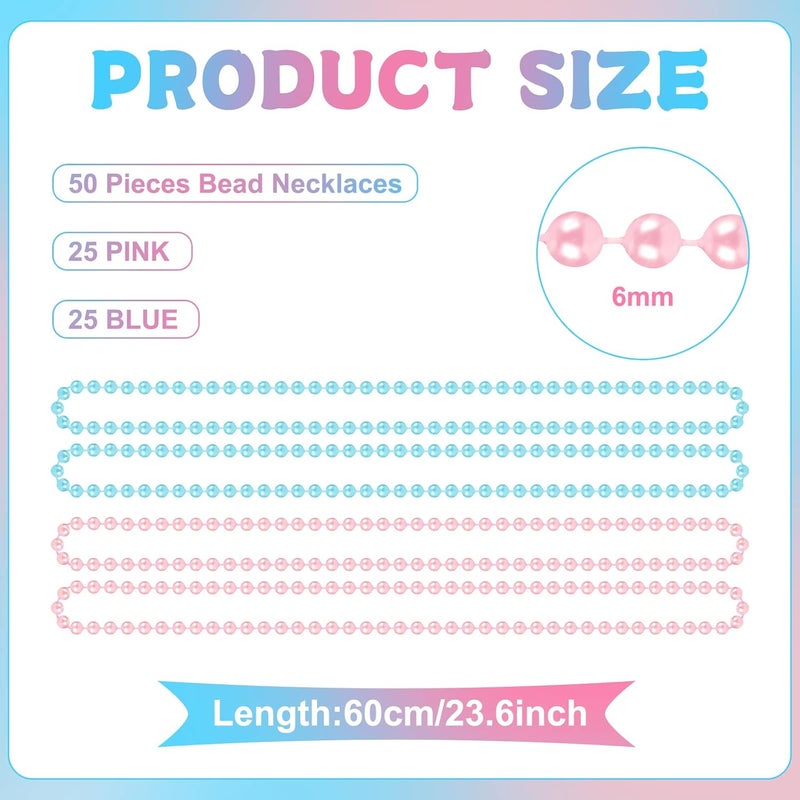 Sureio 50 Pcs Gender Reveal Beads for Baby Shower Blue Pink Plastic Beads Blue 24 Inch 6 mm Announcement Party Supplies Gender Reveal Party Favors for Baby Shower - Image 2