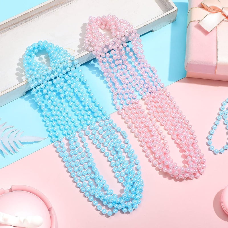 Sureio 50 Pcs Gender Reveal Beads for Baby Shower Blue Pink Plastic Beads Blue 24 Inch 6 mm Announcement Party Supplies Gender Reveal Party Favors for Baby Shower - Image 3