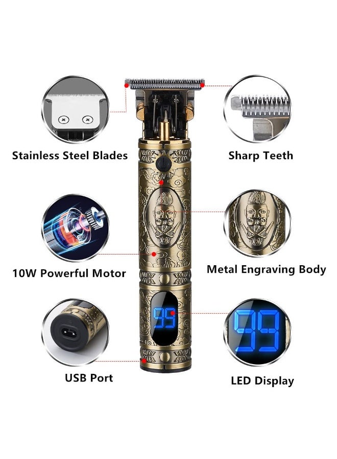 Hair Clippers for Men Hair Trimmer for Barbers,Professional Cordless T Blade Trimmer,,Barber Shavers for Hair Cutting,Gold Knight Close-Cutting Hair Machine - Image 2