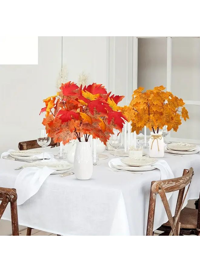 8pcs Artificial Maple Leaf Branches Autumn Foliage Realistic Fall Colors Thanksgiving Halloween Home Decor - Image 2