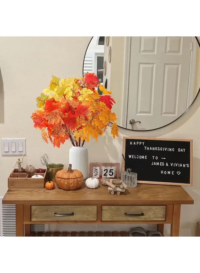 8pcs Artificial Maple Leaf Branches Autumn Foliage Realistic Fall Colors Thanksgiving Halloween Home Decor - Image 5