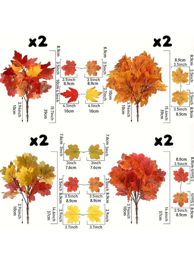 8pcs Artificial Maple Leaf Branches Autumn Foliage Realistic Fall Colors Thanksgiving Halloween Home Decor - Image 4