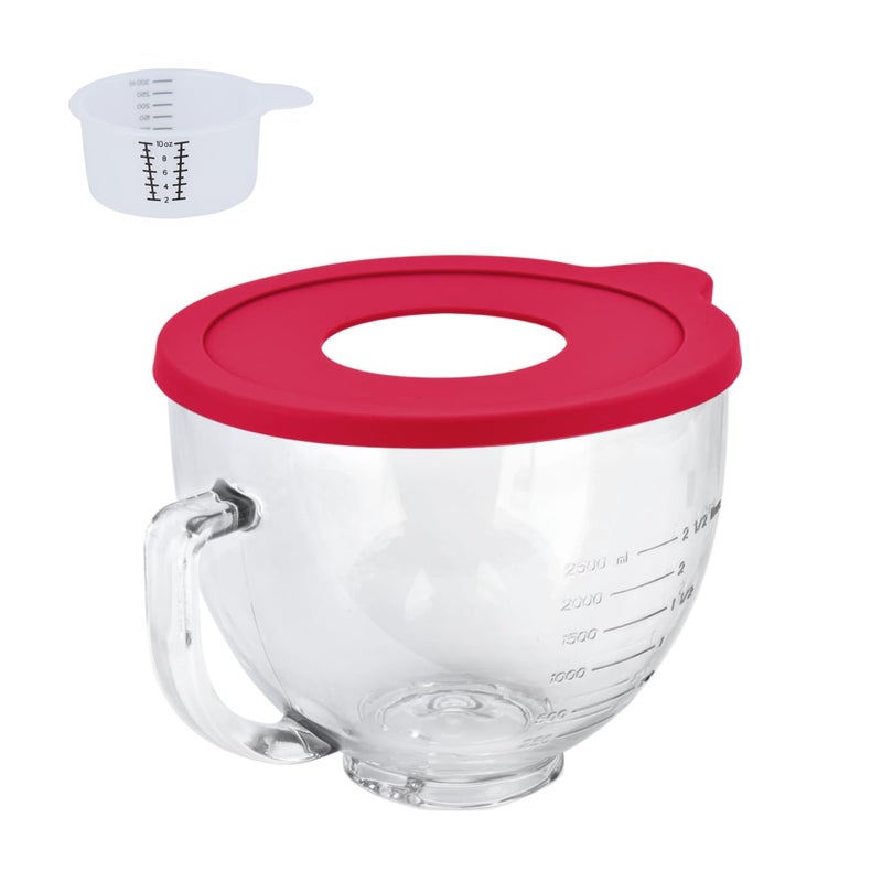 Kitwanda Glass Bowl Compatible With KITCHENAID Stand Mixer,5QT,With Red Lid Compatible with Artisan 5KSM125, 5KSM150, 5KSM175, 5KSM7580, KSM150, RRK150 and More Models for Simple Attachment - Image 1