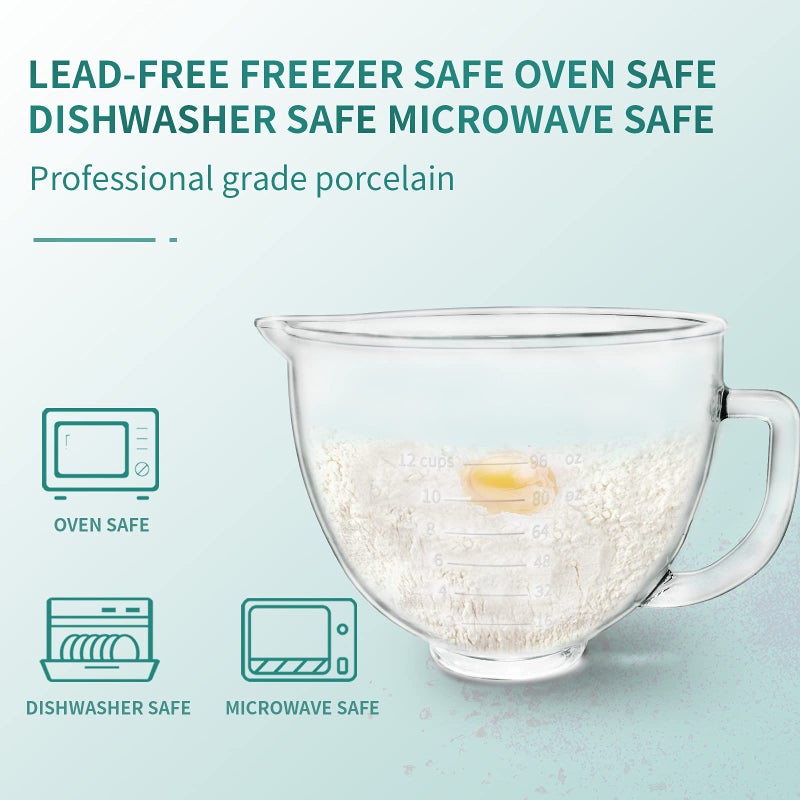 Kitwanda Glass Bowl Compatible With KITCHENAID Stand Mixer,5QT,With Red Lid Compatible with Artisan 5KSM125, 5KSM150, 5KSM175, 5KSM7580, KSM150, RRK150 and More Models for Simple Attachment - Image 5