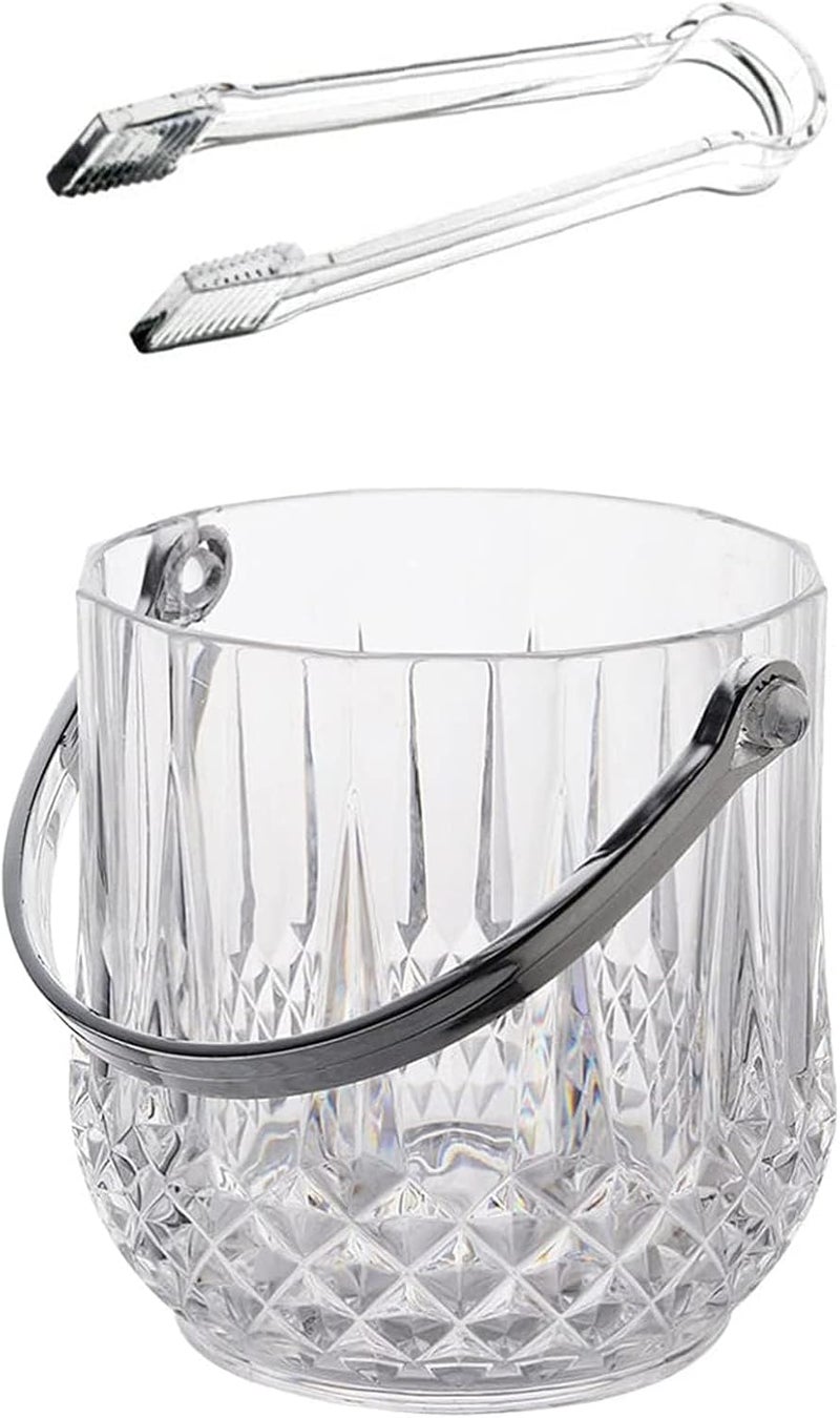 Khazna Ice Bucket, 2 pcs Portable Ransparent Crystal Ice Bucket with Ice Clips Large Capacity Drinks Bucket for Dining Room, Kitchen, Home - Image 1