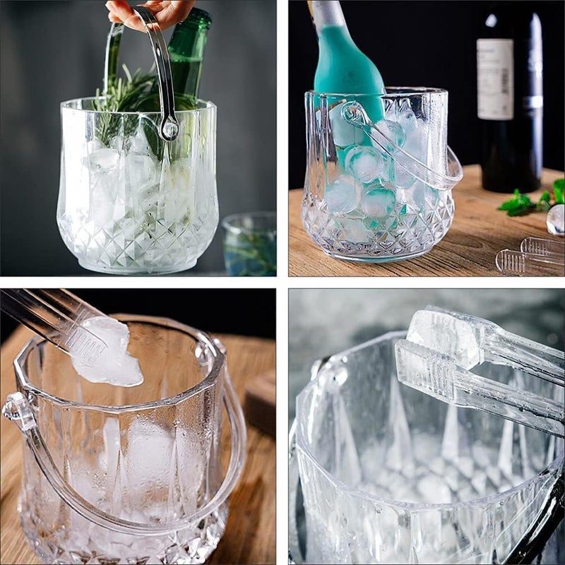 Khazna Ice Bucket, 2 pcs Portable Ransparent Crystal Ice Bucket with Ice Clips Large Capacity Drinks Bucket for Dining Room, Kitchen, Home - Image 2