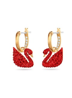 Signature Red Swan Element Drop Earrings Gold Plated
