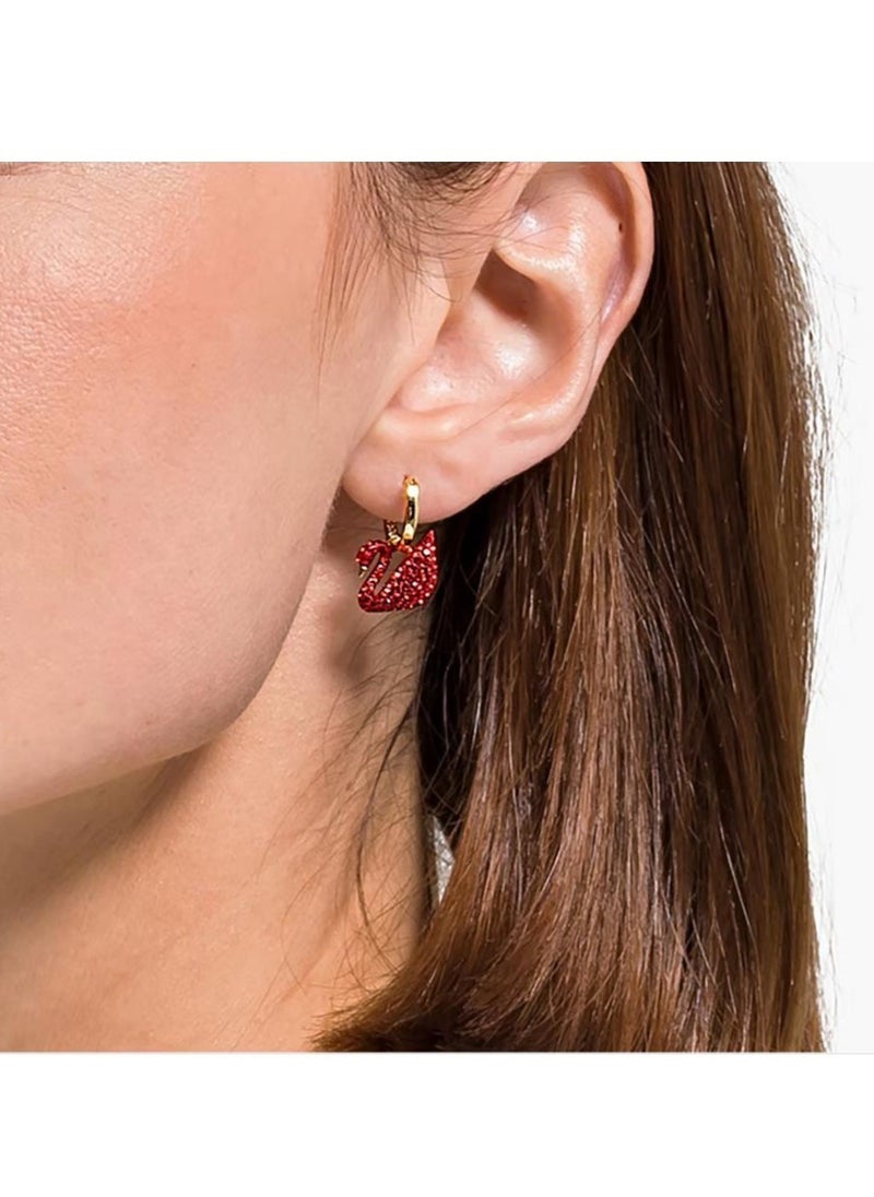 Generic - Signature Red Swan Element Drop Earrings Gold Plated - Image 1