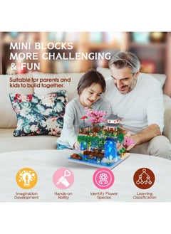 POKONBOY POKONBOY Peach Blossom Pond Building Blocks Set, Chinese Architecture Cherry Blossom Tree House Building Kit with LED Light Gift for Kids Adults Age 12+ (3320 Pcs, Micro Bricks)  - Image 5