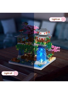 POKONBOY POKONBOY Peach Blossom Pond Building Blocks Set, Chinese Architecture Cherry Blossom Tree House Building Kit with LED Light Gift for Kids Adults Age 12+ (3320 Pcs, Micro Bricks)  - Image 4