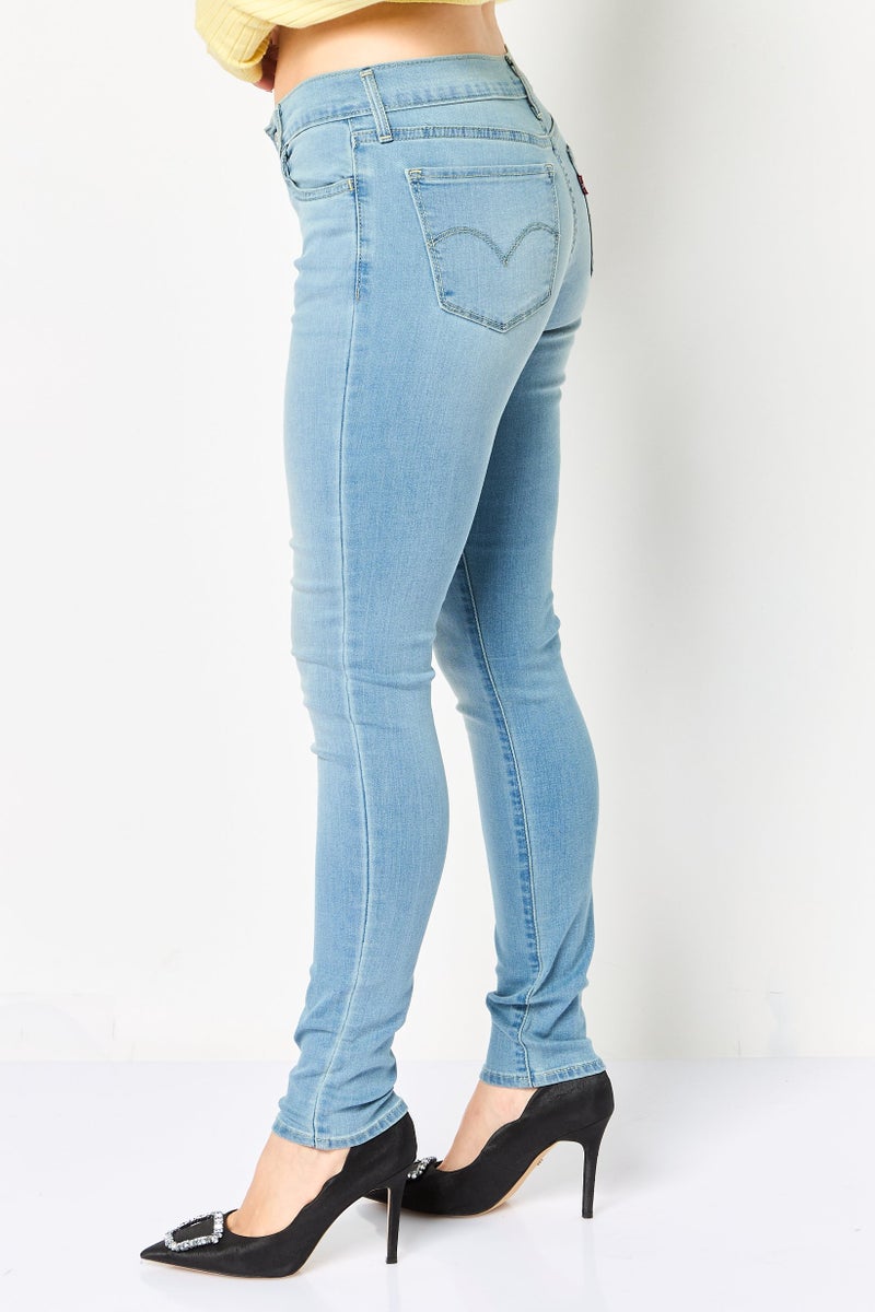 Levi's Women Supper Skinny Washed Stretchable Jeans, Light Blue - Image 3