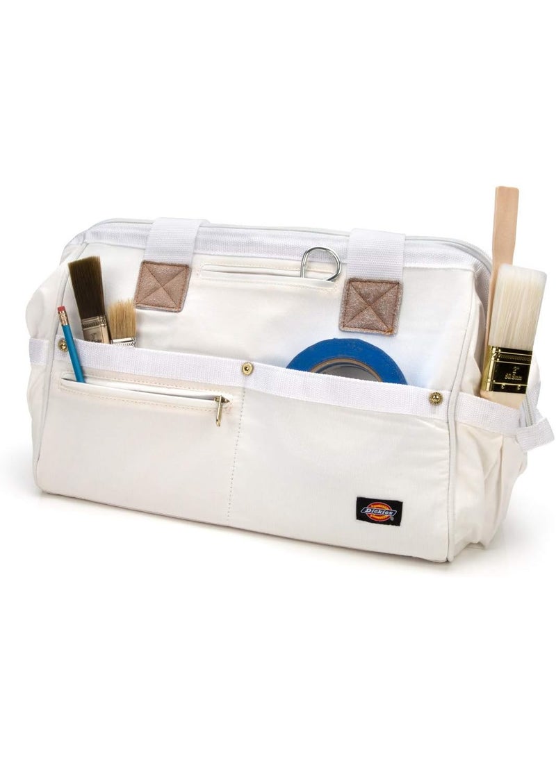 Dickies Dickies 16Inch Durable Canvas Work Bag for Painters Carpenters and Builders HeavyDuty Zipper Reinforced Handles Exterior Pockets White  - Image 3