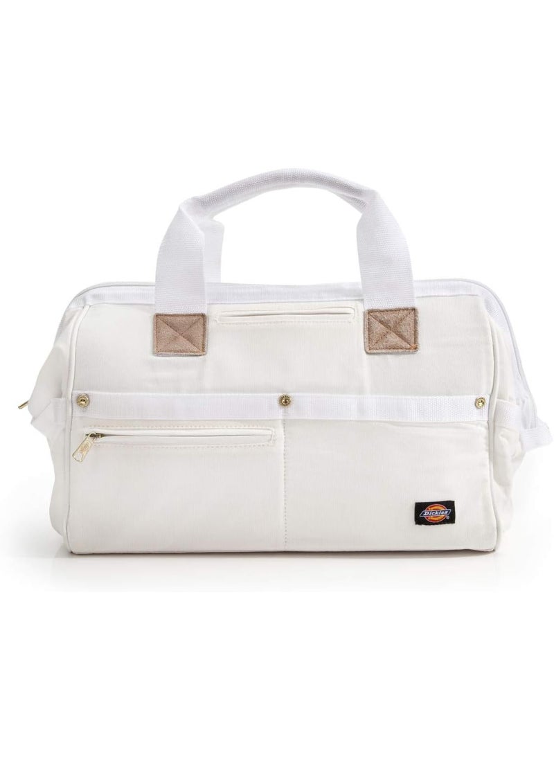 Dickies Dickies 16Inch Durable Canvas Work Bag for Painters Carpenters and Builders HeavyDuty Zipper Reinforced Handles Exterior Pockets White  - Image 1