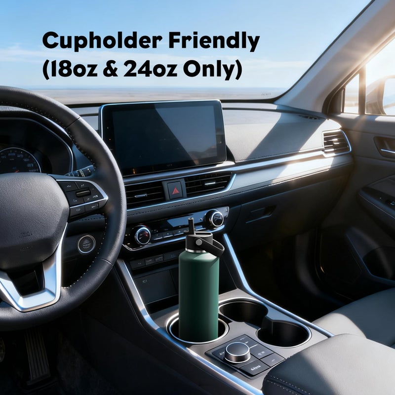 POWCAN 18 oz Water Bottle Insulated: Leakproof Lid with Straw, Lightweight, Flex Cap, BPA-Free, Stainless Steel Water Bottle for Office, Trekking, Commute, Worker, Walking, Cycling (Fir Green) - Image 5