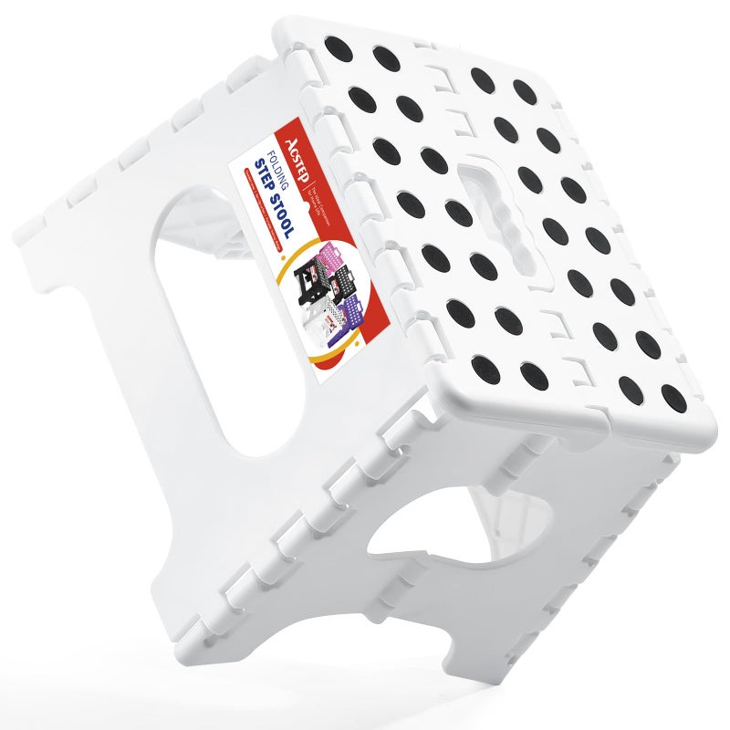 ACSTEP 7.5 Inch Folding Step Stool Foldable Stool Height Kids Step Stool, 176 lb Capacity Plastic Collapsible Stool, White Small Stepping Stools, Foot Stools Suitable for Kitchen - Image 1