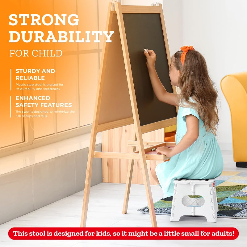 ACSTEP 7.5 Inch Folding Step Stool Foldable Stool Height Kids Step Stool, 176 lb Capacity Plastic Collapsible Stool, White Small Stepping Stools, Foot Stools Suitable for Kitchen - Image 3